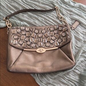 Coach Metallic Champagne Embellished Shoulder Bag